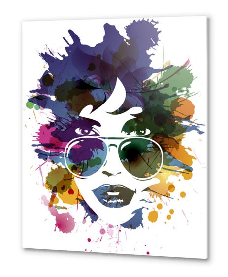 Femme à Lunettes... Metal prints by Vic Storia