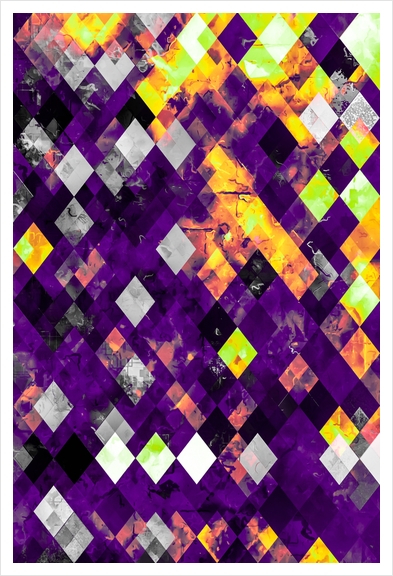 geometric pixel square pattern abstract background in purple orange brown Art Print by Timmy333