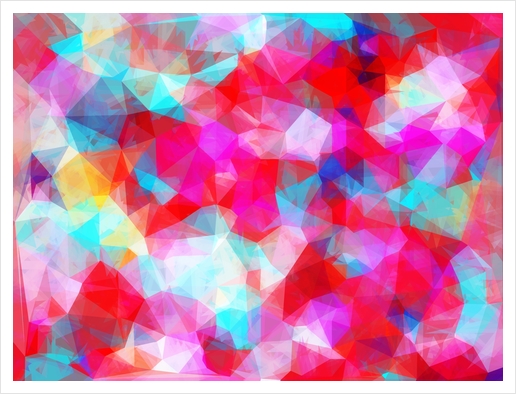 geometric triangle pattern abstract background in pink red blue Art Print by Timmy333