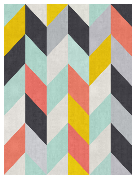 Geometric and colorful chevron I Art Print by Vitor Costa