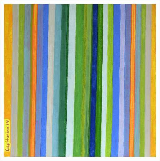 Vibrant Stripes in Orange Green and Blue  Art Print by Heidi Capitaine