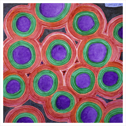 Circles Pattern with Purple Cores Art Print by Heidi Capitaine