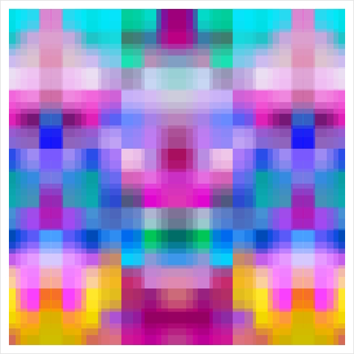 geometric symmetry art pixel square pattern abstract background in pink blue  Art Print by Timmy333