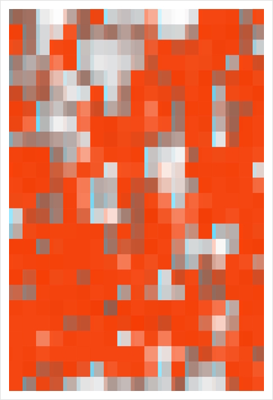 geometric pixel square pattern abstract background in orange blue Art Print by Timmy333