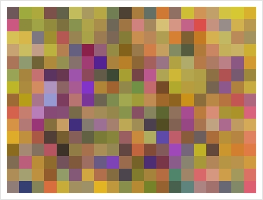 geometric square pixel pattern abstract in yellow green purple Art Print by Timmy333