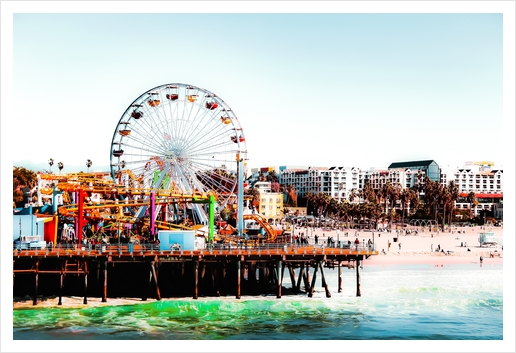 colorful ferris wheel at Santa Monica pier California USA  Art Print by Timmy333