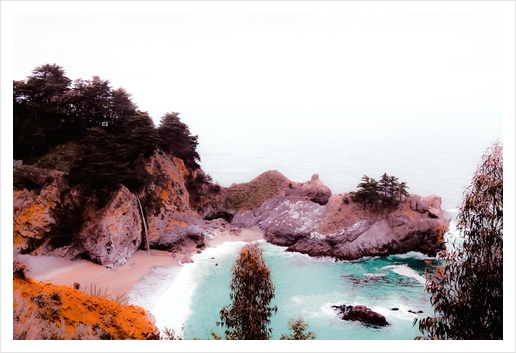 waterfall at Mcway Falls, Big Sur, Highway 1, California, USA Art Print by Timmy333