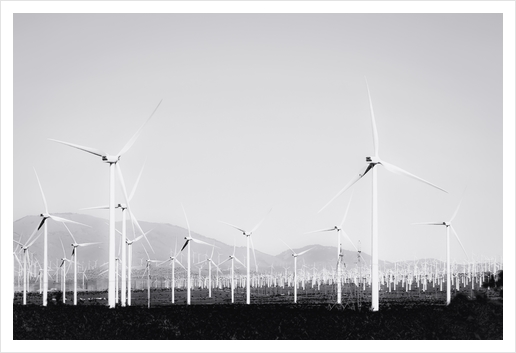 wind turbine in the desert in black and white Art Print by Timmy333