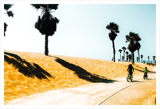 palm tree and sandy beach at Oxnard Beach, California, USA Art Print by Timmy333