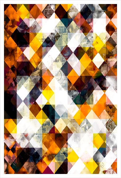 brown yellow orange geometric pixel pattern abstract art background Art Print by Timmy333