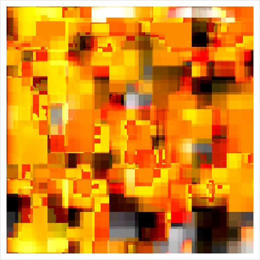 geometric pixel square pattern abstract background in yellow orange brown Art Print by Timmy333