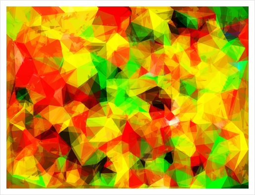 geometric triangle pattern abstract background in yellow green red Art Print by Timmy333