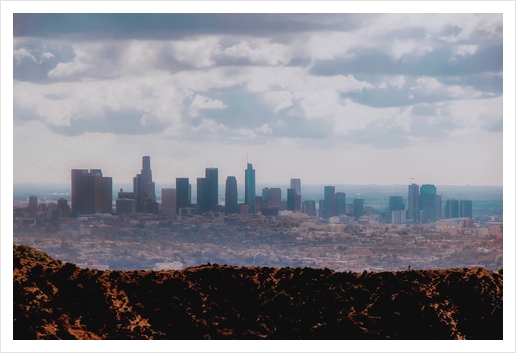 Los Angeles city with blue cloudy sky at Los Angeles, California, USA Art Print by Timmy333