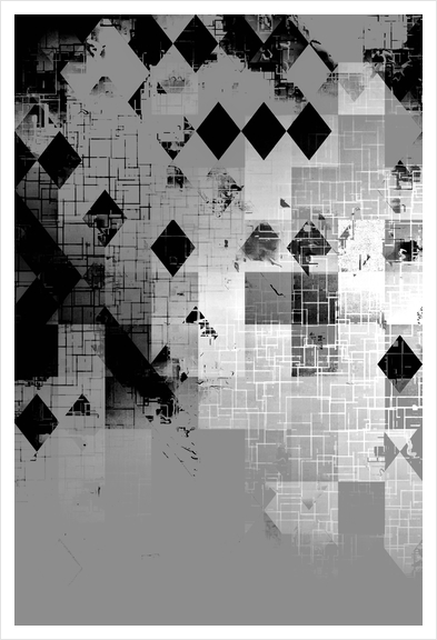 graphic design pixel geometric square pattern abstract background in black and white Art Print by Timmy333