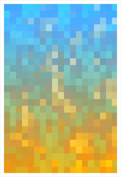 geometric pixel square pattern abstract background in yellow blue Art Print by Timmy333