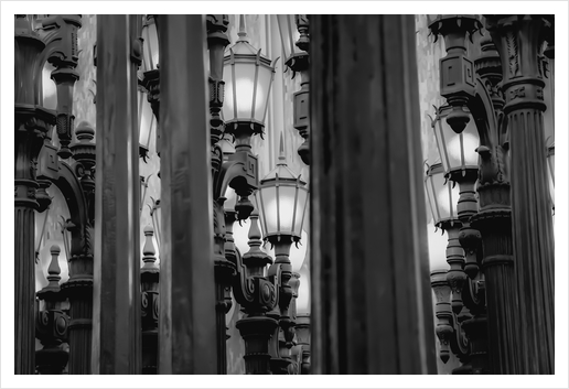 Urban Light at LACMA Los Angeles California USA in black and white Art Print by Timmy333