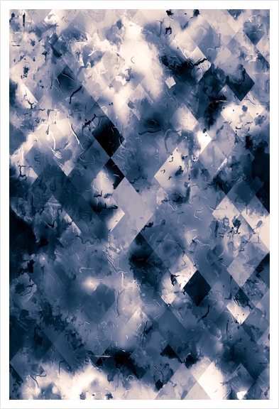 blue geometric pixel square pattern abstract art background Art Print by Timmy333