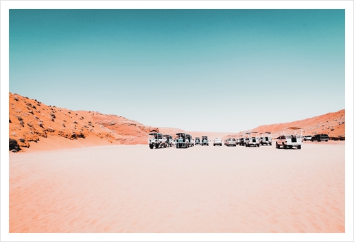 Parking lot in the desert at Antelope Canyon Arizona USA Art Print by Timmy333