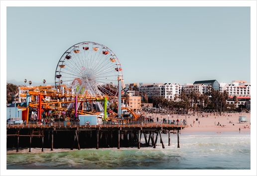 colorful ferris wheel at Santa Monica pier California USA Art Print by Timmy333