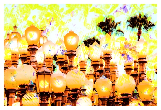 Lacma urban lights Los Angeles USA with painting abstract Art Print by Timmy333