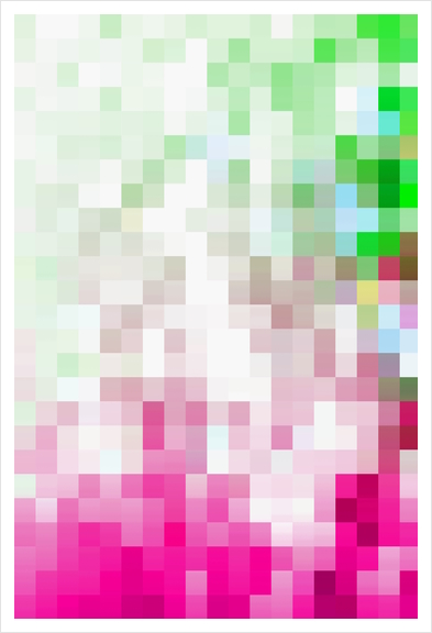 geometric pixel square pattern abstract background in pink green Art Print by Timmy333