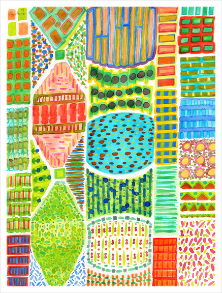 Colorful geometric Patchwork Garden Art Print by Heidi Capitaine