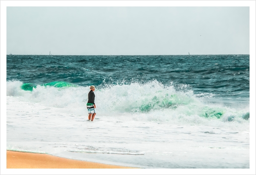 sandy beach with blue wave at Oxnard Beach California USA Art Print by Timmy333