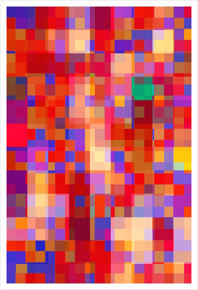 geometric pixel square pattern abstract background in red blue orange Art Print by Timmy333