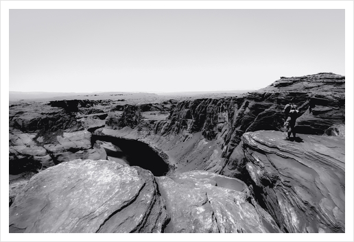 Desert at Horseshoe Bend Arizona in black and white Art Print by Timmy333