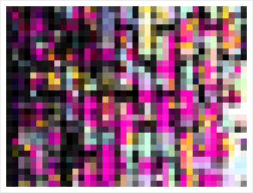 colorful geometric square pixel pattern abstract background in pink blue yellow Art Print by Timmy333