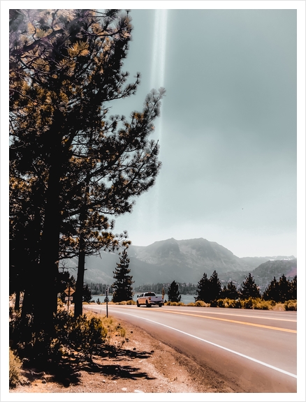 road with mountain and blue sky view at Mammoth Lakes California USA Art Print by Timmy333