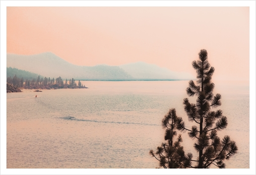 Lake view with mountains background at Lake Tahoe Nevada USA Art Print by Timmy333