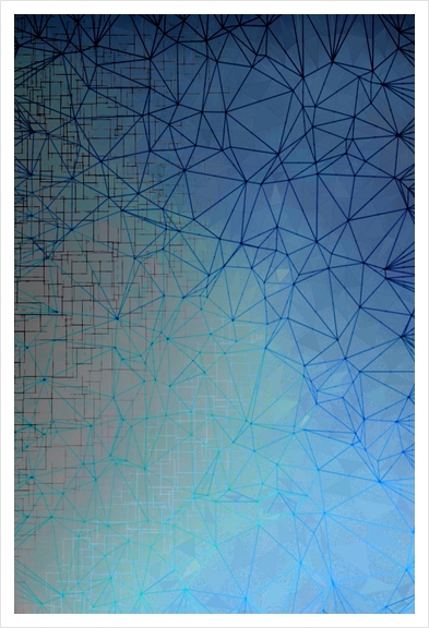 fractal graphic design geometric line pattern abstract background in blue Art Print by Timmy333