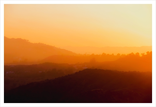 sunset with mountain layer in Los Angeles California USA Art Print by Timmy333