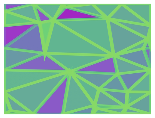 geometric triangle polygon shape abstract background in green and purple Art Print by Timmy333