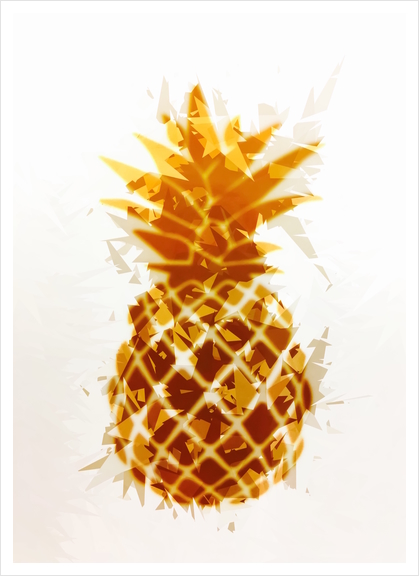 pineapple in brown and yellow with geometric triangle pattern abstract Art Print by Timmy333