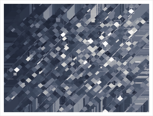 geometric square pixel pattern abstract background in black and white Art Print by Timmy333