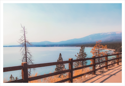 Lake view at Lake Tahoe Nevada USA with mountain background Art Print by Timmy333