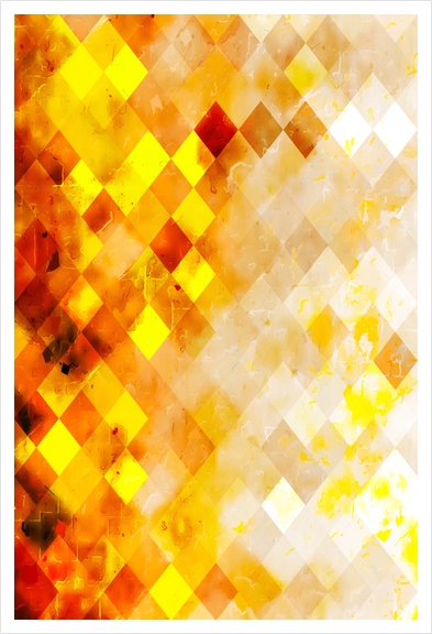 geometric pixel square pattern abstract background in brown yellow Art Print by Timmy333