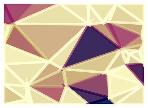 geometric triangle polygon pattern abstract in brown and red Art Print by Timmy333