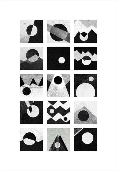 Black & white / Circles & squares Art Print by Elisabeth Fredriksson