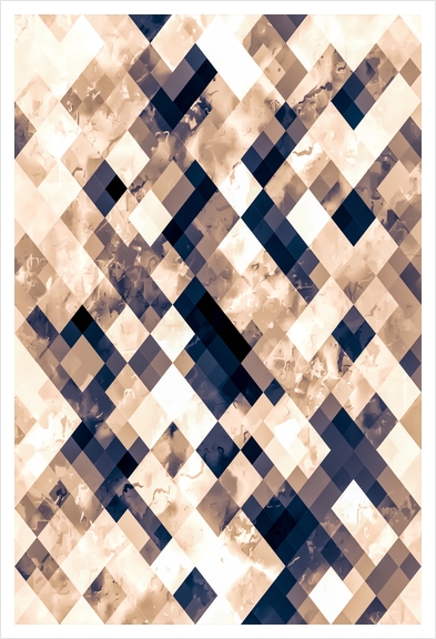 geometric pixel square pattern abstract background in brown Art Print by Timmy333