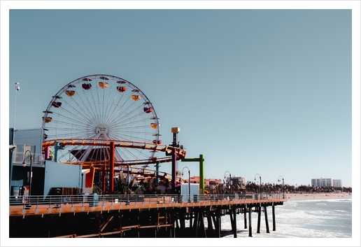 Ferris wheel at Santa Monica pier California USA Art Print by Timmy333