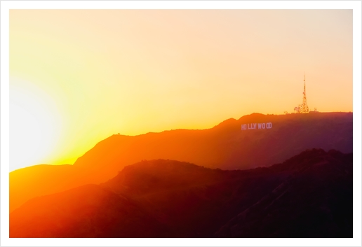 Summer sunset sky at Hollywood Sign Los Angeles California USA Art Print by Timmy333