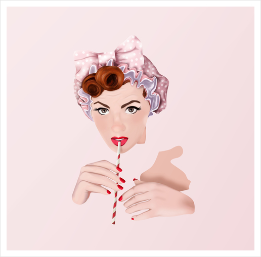 Girl pin up pink Art Print by mmartabc