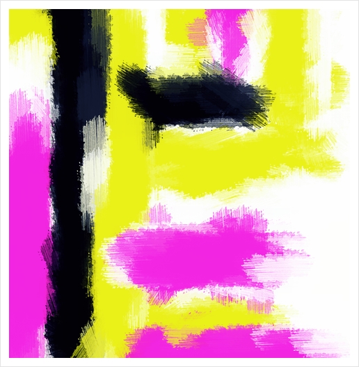 pink yellow and black painting abstract  Art Print by Timmy333