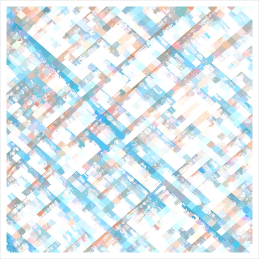 blue and brown geometric square pixel pattern abstract background Art Print by Timmy333