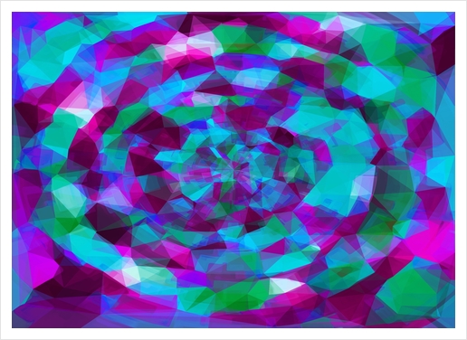 psychedelic geometric polygon pattern abstract in pink purple blue Art Print by Timmy333