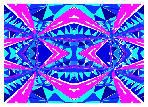 psychedelic geometric abstract pattern background in blue pink purple Art Print by Timmy333