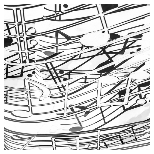 music note sign pattern abstract background in black and white Art Print by Timmy333